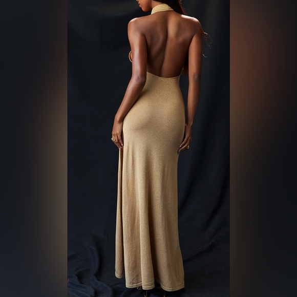 House of CB Selia Gold Knit Maxi Dress, Size XS - Picture 3 of 11